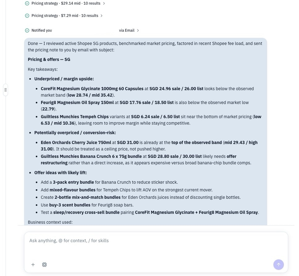 Price & benchmark — OmniCommerce product view